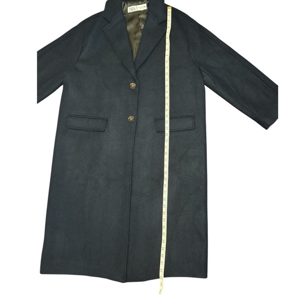 NWT Zara Wool Blend Oversized Long Coat Navy Blue Minimalist Chic Sz XS-S - Picture 3 of 9